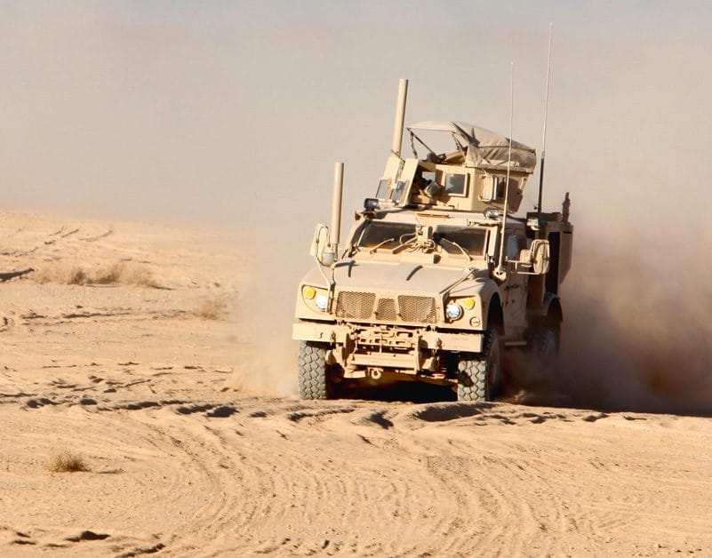 Military equipment under harsh desert conditions