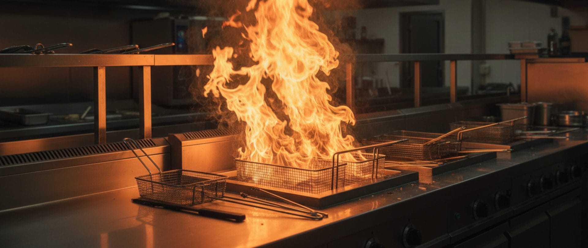 Fire in a big kitchen