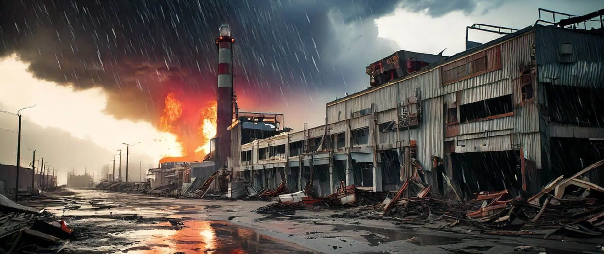 Firefly-Damaged-industrial-building-realistic-style.-Heavy-rain-and-flooding-around-the-structure.-3_169.jpg
