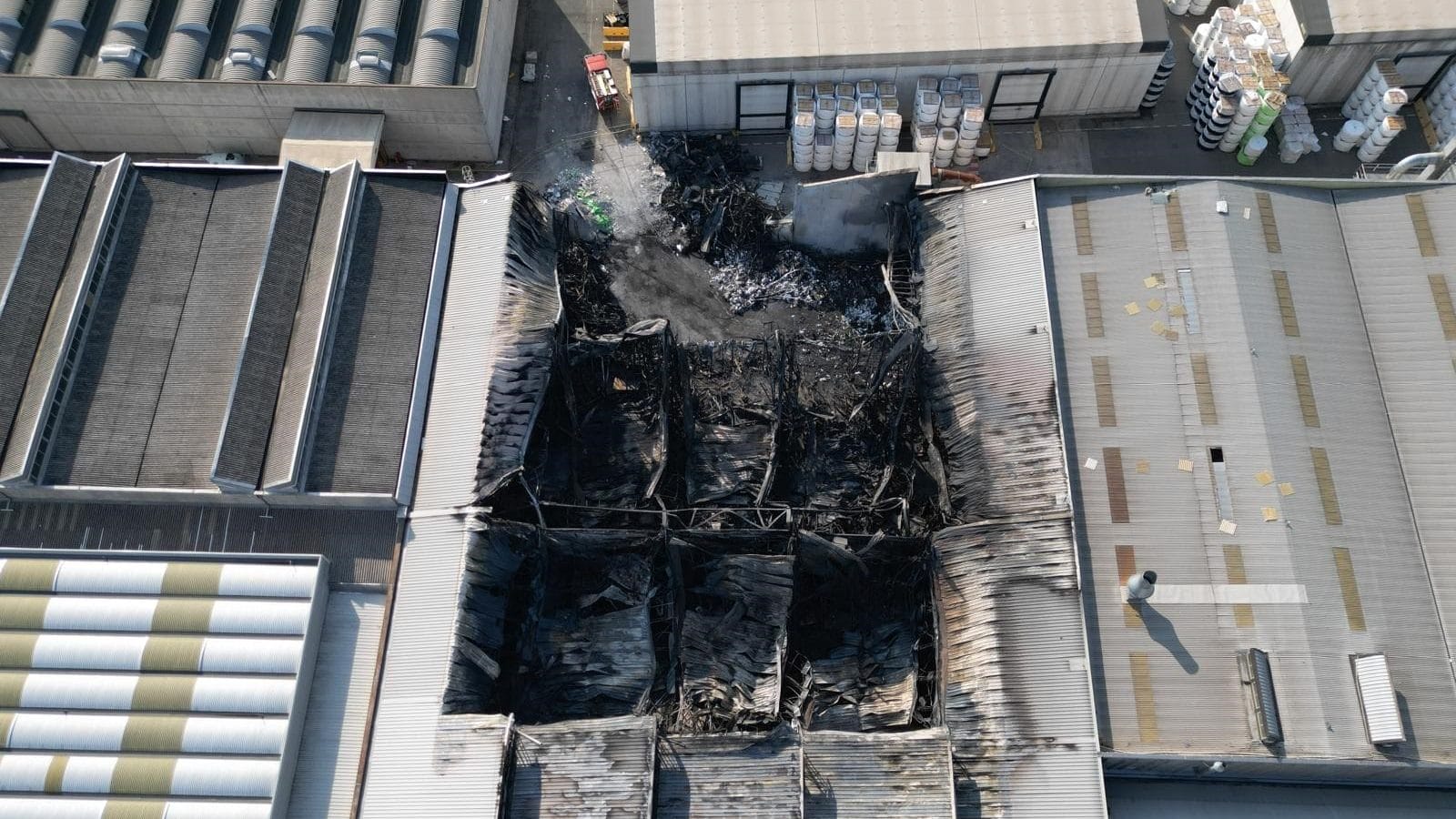 Fire damage at warehouse