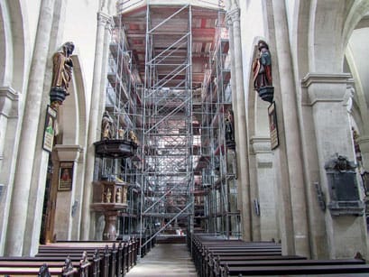 The nave had to be completely scaffolded.