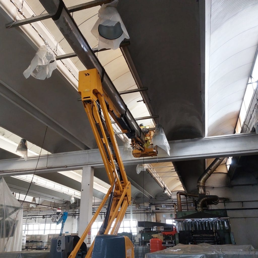 Fire damage restoration in action