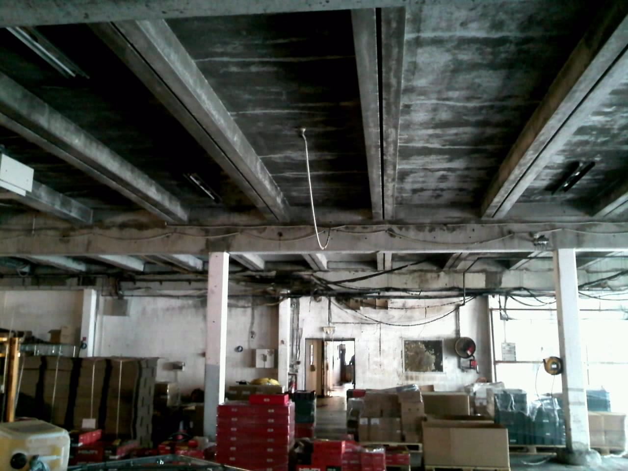 The warehouse at Hilti ravaged by flames ...