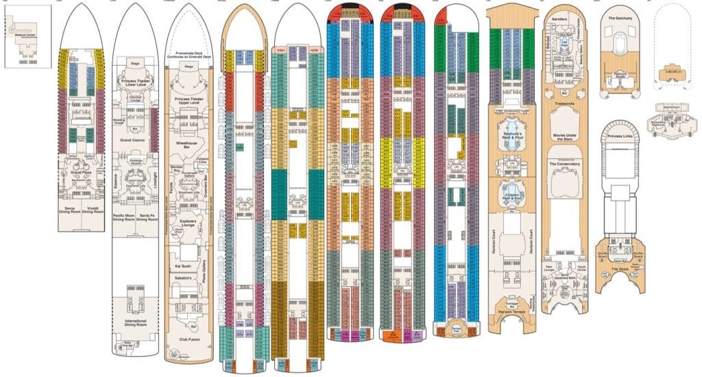 Diamond Princess Deck Plan, Source: Princess Cruise Website