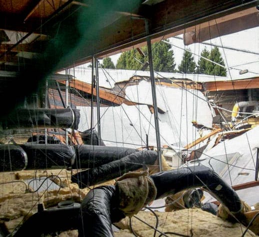 The water badly damaged the buildings structures.