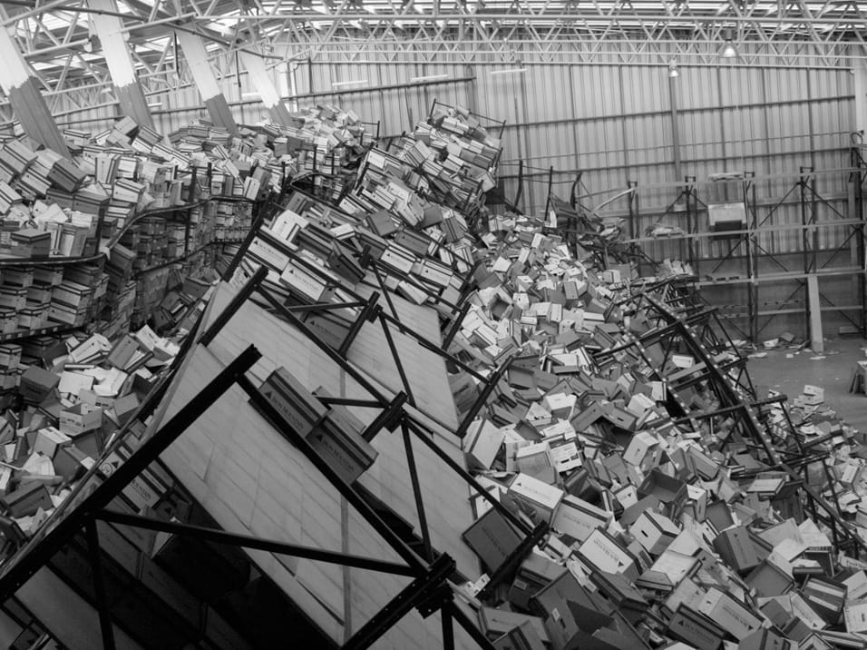 high rack warehouse totally collapsed