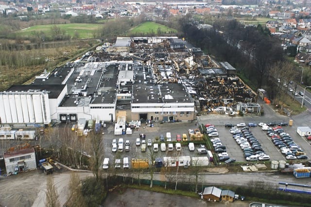 Fire Damage at Belgium Bakery industrial Fire
